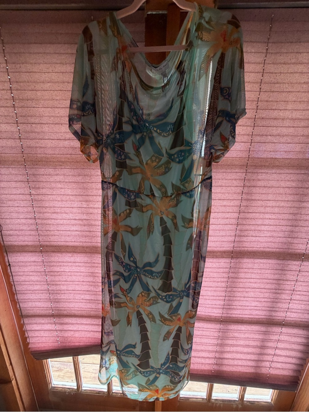 Light Blue Tropical Print Maxi Dress